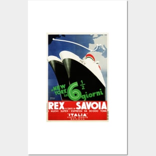 REX & Conte Di SAVOIA Italy Ship Cruises Vintage Travel Posters and Art